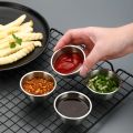 Reusable Condiment Cup Salad Dressing Sealed 304 Stainless Steel Small Seasoning Bowl Leak Proof Round Seasoning Spice Plate Seasoning Stronge. 