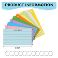 1000 PCS Index Cards Set Kit 3X5 Inches Colored Flash Cards with Ring, Punched Lined Ruled Index Cards Notecards Kit. 