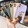 Jizetin for Realme C11 2021 / C20 C20A Back Cover With Free Lanyard Girl In Hat 6D Plating Silicone Phone Case. 