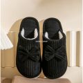 KEBETEMEFashion Women's Bow Slippers Fall/Winter Indoor Bedroom Floor Lightweight and Comfortable Soft Warm Slippers for Home. 