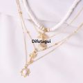 Difutagui New specials 1Pcs/Set Fashionable New Bohemian Style Soft Clay Necklace Profesional Sun Pendant Layered Chain Great for Women's Summer Beach Vacation. 