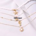 Difutagui New specials 1Pcs/Set Fashionable New Bohemian Style Soft Clay Necklace Profesional Sun Pendant Layered Chain Great for Women's Summer Beach Vacation. 