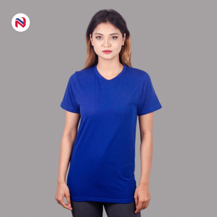 Nyptra%20Royal%20Blue%20Plain%20Oversize%20Solid%20Cotton%20T-Shirt%20For%20Women%20-%20Fashion%20%7C%20T-Shirts%20For%20Women%20%7C%20Women's%20Wear%20%7C%20-%20Image%202