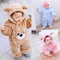 Jumpsuit Cute Baby Fleece Long Hooded Warm Infant Sleeve Romper Cartoon Girls Boys. 