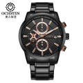 Ochstin Foreign Trade Steel Strip Men's Timer Multifunctional Watch Three Eye Calendar Night Light Carbon Fiber Casual Men's Watch. 