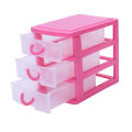 fasdaga 2 Pcs 3 Layers Mini Translucent Drawer Type Plastic Storage Box, Rose Red & Blue. 