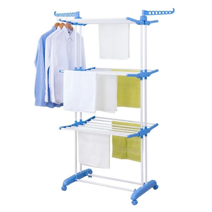 3%20Layer%20Cloth%20Drying%20Stand%20Hanger%20Organizer%20Shelf%20Space%20Saving%20Laundry%20Clothes%20Dryer%20With%20Breaking%20Wheels%20-%20Image%202