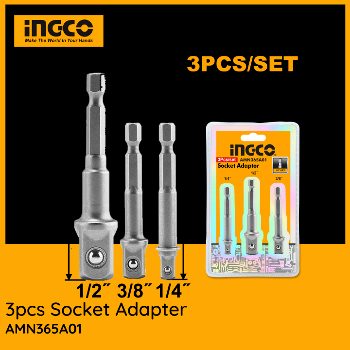 INGCO 3-Piece Impact Socket Adaptor Set , Multi-Size Compatibility, Durable & Ergonomic Hand Tools AMN365A01