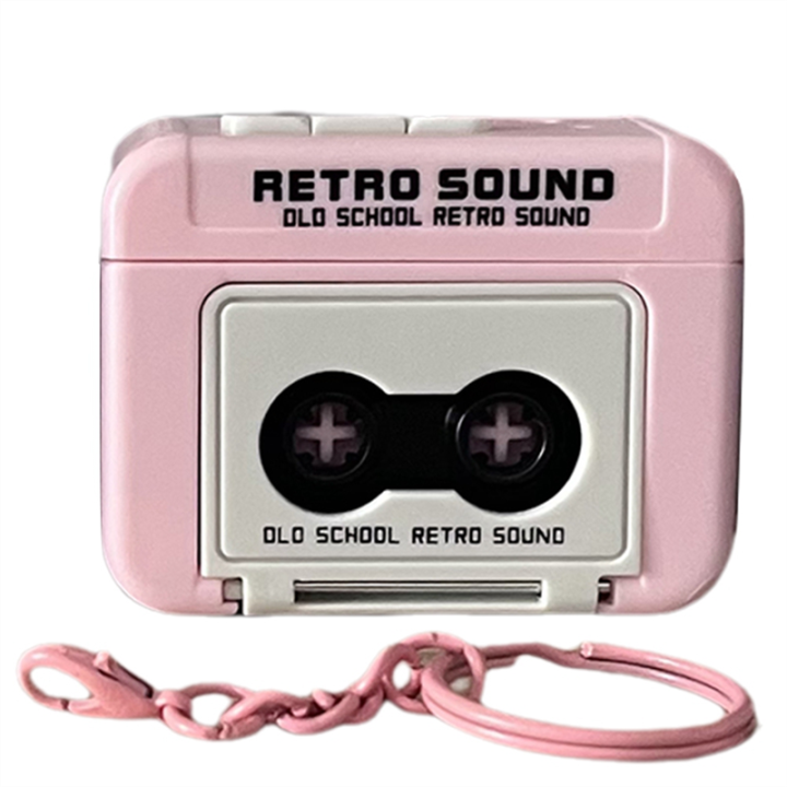 Mini Retro Recorder Keychain Can Record and Fun Music Box Pendant Personalized Couple Gift for Girlfriend Pink