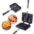Kitchen Japanese Taiyaki Double Fish Shaped Hot Dessert Waffle Cake Maker Pan Japanese Pancake Double Pan Fry Pan Waffle Molds. 