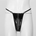 Huangdian Fashion  Womens Zipper Crotch G-string Wet Look Patent Leather T-back Thong Micro Underwear Latex Glossy Low Waist Open Butt Briefs. 