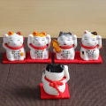 Japanese Ceramic Lucky Cat Ornament Fortune Cat Figurine Mini Cat Ceramic Charm Wufu Decoration Desktop Home Decor Creative CF8. 