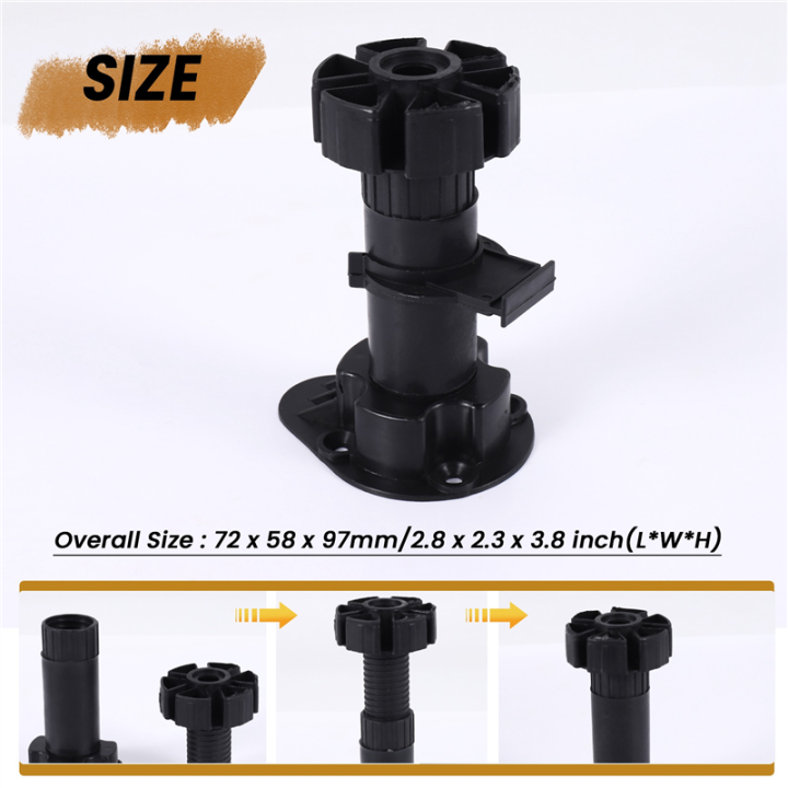 2x%20Plastic%20Adjustable%20Height%20Cupboard%20Plinth%20Foot%20Leg%20Pair%20Black%20-%20Image%206