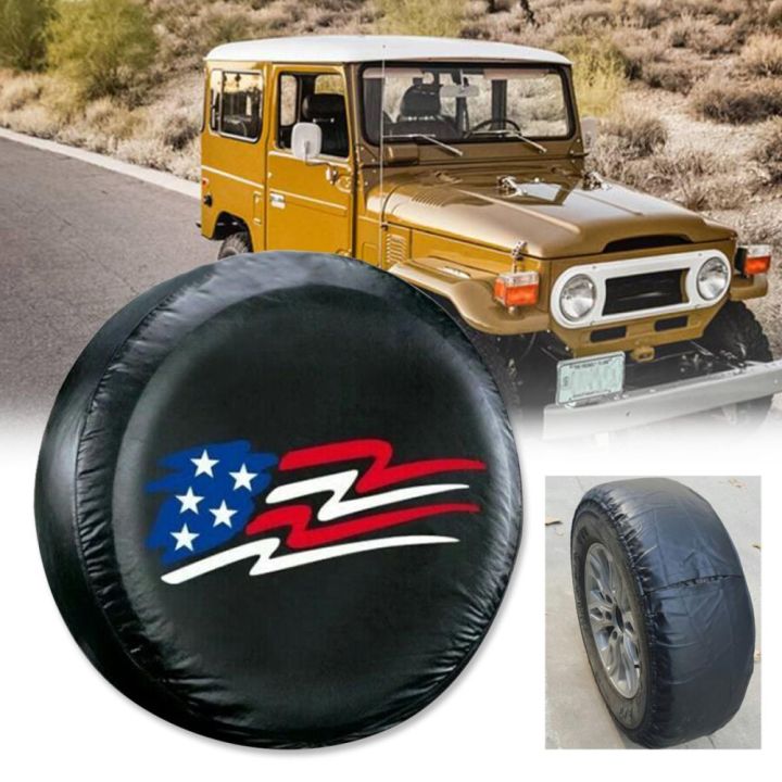 (photo)Details about ?15 inch American Flag Spare Wheel Tire Covers Fit For All Car Black PU Leather