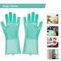 Magic Silicone Dishwashing Gloves Kitchen Tool For Cleaning, Dish Washing, Washing The Car, Pet Hair Care-1Pair. 