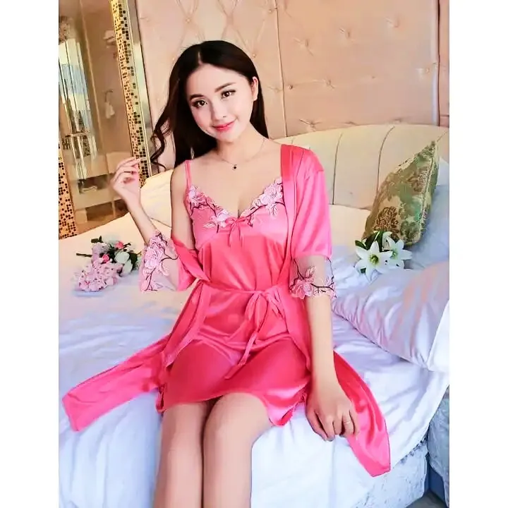 Satin Smooth Comfortable Night Dress Set Of 2 For Women Fashion Nightie For Women Night Dress Daraz .np