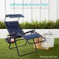 Folding Zero Gravity Recliner Patio Lounge W/Adjustable Canopy Shade, Headrest, Outdoor Beach Chair. 