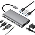 USB C Hub,10-in-1 Type C Multiport Adapter Dock With 4K HDMI, VGA, PD Charging, Gigabit Ethernet, 3 USB3.0 Port, SD/TF Card Reader Wide Compatible. 