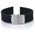 Watch Bands Sport Black Silicone Rubber Watch Strap Deployment Buckle Waterproof 20 mm. 