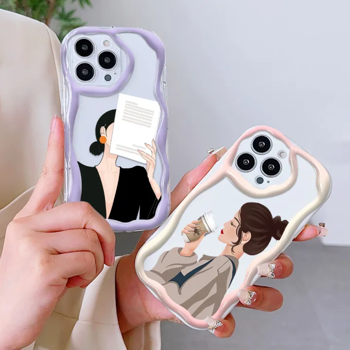 Jizetin%20for%20Samsung%20A15%204G%20/%20A15%205G%20Back%20Cover%20Cartoon%20Elegant%20Girl%20Cream%20Wavy%20Edge%20Soft%20Silicone%20Phone%20Case%20-%20Image%205