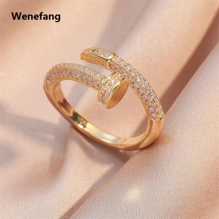 Wenefang%20Luxurious%20Wooden%20Nail%20Modeling%20Design%20Shiny%20Zircon%20Gold%20Silver%20Color%20Ring%20Women's%20Men%20Open-Loop%20Elegant%20Temperament%20Accessories%20-%20Image%204