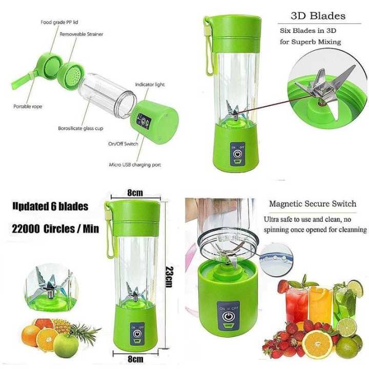 Portable and Rechargeable NG-01 Battery Juice Blender/Juicer(6 Blades)