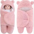 Newborn Baby Hooded Blanket Sleeping Bag Sack Swaddle Infant Winter Warm Fleece Receiving Blanket with Legs Knit Stroller  Wrap ( 0-8 ) Month. 