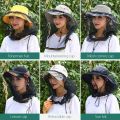 Sun Hat Repellent Protection Outdoor Sunscreen Face Protector Head Net Mosquito Hat Mesh Hat Fishing Cap. 