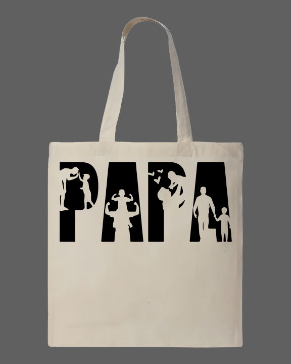 "PAPA"%20Graphic%20Printed%20%20Tote%20Bag%E2%80%93%20Black%20&%20White%20-%20Image%202
