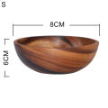 Household Round Wooden Fruit Salad Bowl Dinnerware Basin Container Kitchen Tool. 