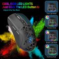 HXSJ T26 Wireless 2.4G BT5.1 Dual-Mode Rechargeable Gaming Mouse 4800DPI Adjustable E-sports Mice Cool RGB Lights Long Endurance Battery For Computer Laptop PC. 