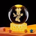 Birthday Gift Night Light Doll Anime Disney 6cm Mickey Mouse Crystal Ball 3D Minnie Mouse Light Base Kawaii Crystal Glass Ball Kids. 
