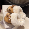 Wenefang Sanrio Hello Kitty Plush Slippers Autumn Wintercute Cartoon Fuzzy 2025 New Warm Comfy Women New Home Shoe Outdoor Antiskid Flat Slippers. 