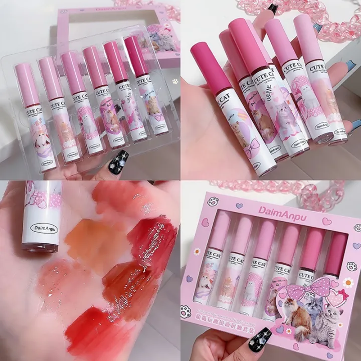 6pcs%20Cute%20Mirror%20Glass%20Lip%20Glaze%20Set%20Water%20Light%20Cat%20Lipstick%20Jelly%20Oil%20Lip%20Gloss%20Korean%20Lip%20Tint%20Watery%20Makeup%20Girl%20Cosmetic%20-%20Image%206