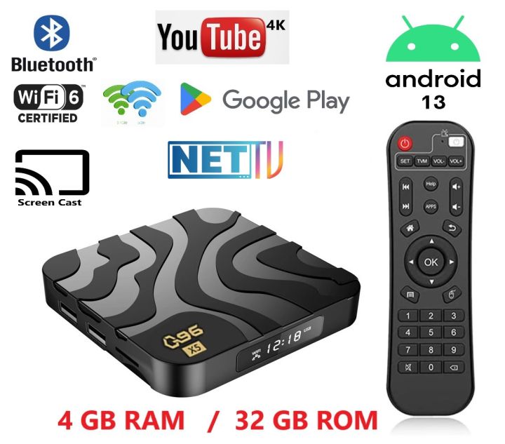 Q96 X5 (4+32)GB 4K Android 13.1 Tv Box, With 5G , Bluetooth, WiFi6, CricFy Tv, NetTv