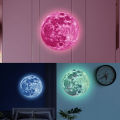 20cm Three-colour Luminous Moon 3D Wall Sticker For Living Room Decor Bedroom Decoration Home Decals Glow In Dark Wallpaper. 