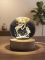 Sajha Cart Gift Shop Dolphine Heart Couple Crystal Ball LED Night Lamp with Wooden Base. 