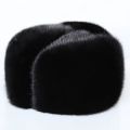 Russian Motorcycle Black Men's Aviator Mink True Thickened Winter Cap/Brown Label Senior Ears Warm Hat Style Mink Hat. 