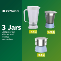 Philips Amaze HL7575/00 600-Watt Juicer Mixer Grinder with 2 Jars (Celestial Blue/Bright White). 