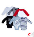 Livingtex Cotton Printed Full Sleeve Baby Romper ( 0-36 Months ) - 6 Pcs ( Color Assorted). 