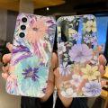 For Samsung S23 S24 Ultra S21 S22 Plus A54 A53 A52 Fall Protection Phone Shell Shockproof Floral Pattern Clear Phone Case Cover. 