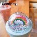 Sutuiying Portable Special Offer Cartoon Cute Rainbow Cup with Straw Double Plastic BPA Free Woman Girl Water Bottle for Juice Milk Coffee 500ml Drinking Tumbler. 