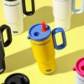 Durable Stainless Steel Tumbler with Handle and Straw 720ML Vacuum Straw Cups With Handle Insulation Or Cooling Vacuum Cup. 