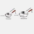 Flat Bottom 304 Stainless Steel Frying Pan Wooden Handle Oven Safe Cooking Pan Small Nonstick Omelette Pan Chef. 