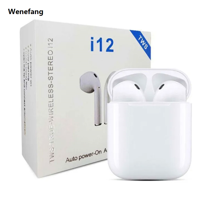 Wenefang i12 Airpods TWS Bluetooth Earphone Headset Airpods Pro Full Set with Box True Wireless Luxury Bluetooth Headset 5.0 Touch Control Earbuds for Android and iOS Mobile Phones