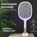 Plastic Racket Automatic Mosquito Killer Swatter/Bat | GECKO White 400 mAh Lithium Battery Mosquito Killer. 