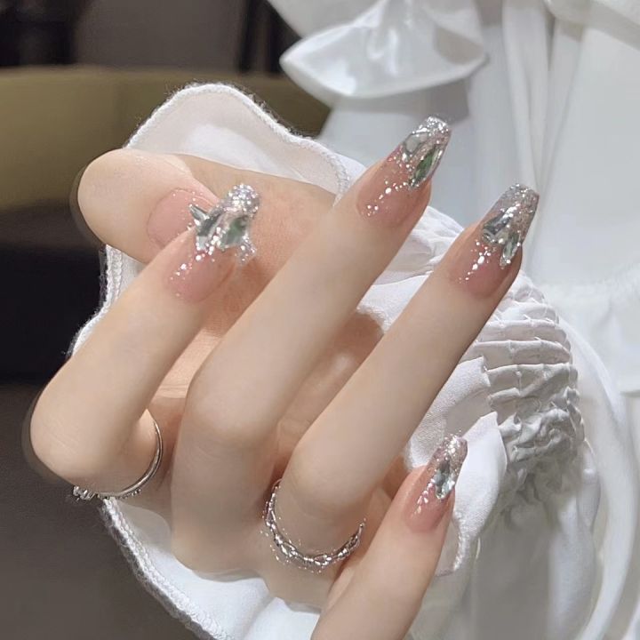 A523-Wear%20nail%20color%20powder%20bow%20nail%20art%20white%20burst%20nail%20piece%20diamond%20pure%20desire%20nail%20patch%20handmade%20-%20Image%202