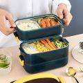 1200ml Lunch Bento Box Foldable Handle Double Layers 2 Tiers with Spoon and Fork No Ratings. 