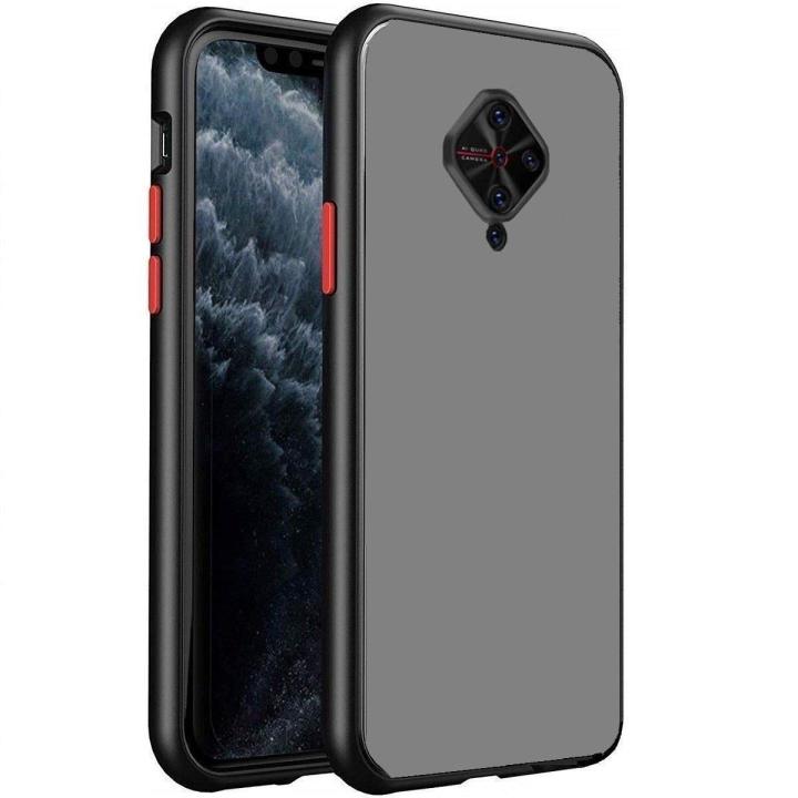 Mobile Cover for Vivo S1 Pro Smoke Back Cover Translucent Shockproof Smooth Rubberized Matte Hard Back Case Cover (Black)