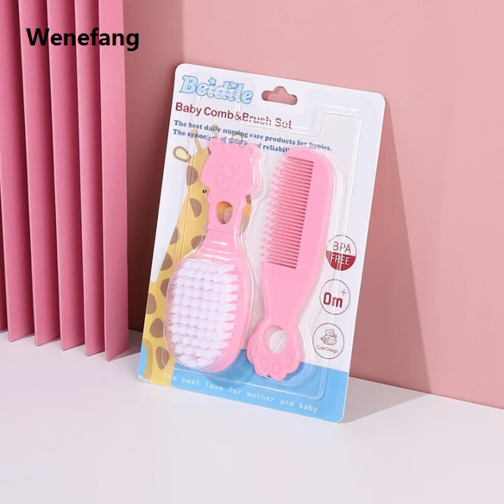 Wenefang 2pcs/Set Baby Care Brush Comb Anti-scratch Girl Cartoon Hairbrush Newborn Hair Brush Infant Comb Head Massager Kids